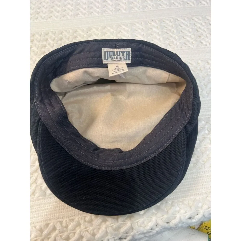 NWT Duluth Black Classic Minimalist Streetwear Flat Cap Metal Snaps Sz M